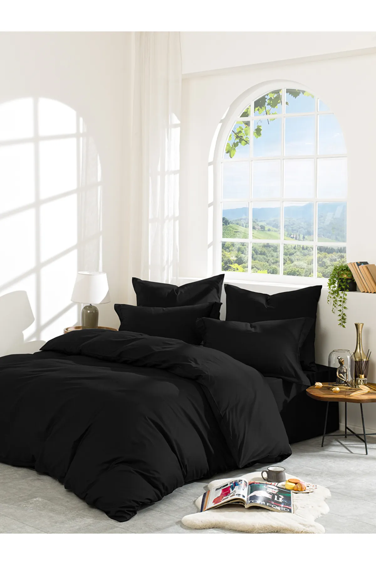 Karna Home  Klassisches Doppel-Bettbezug-Set aus Baumwollsatin