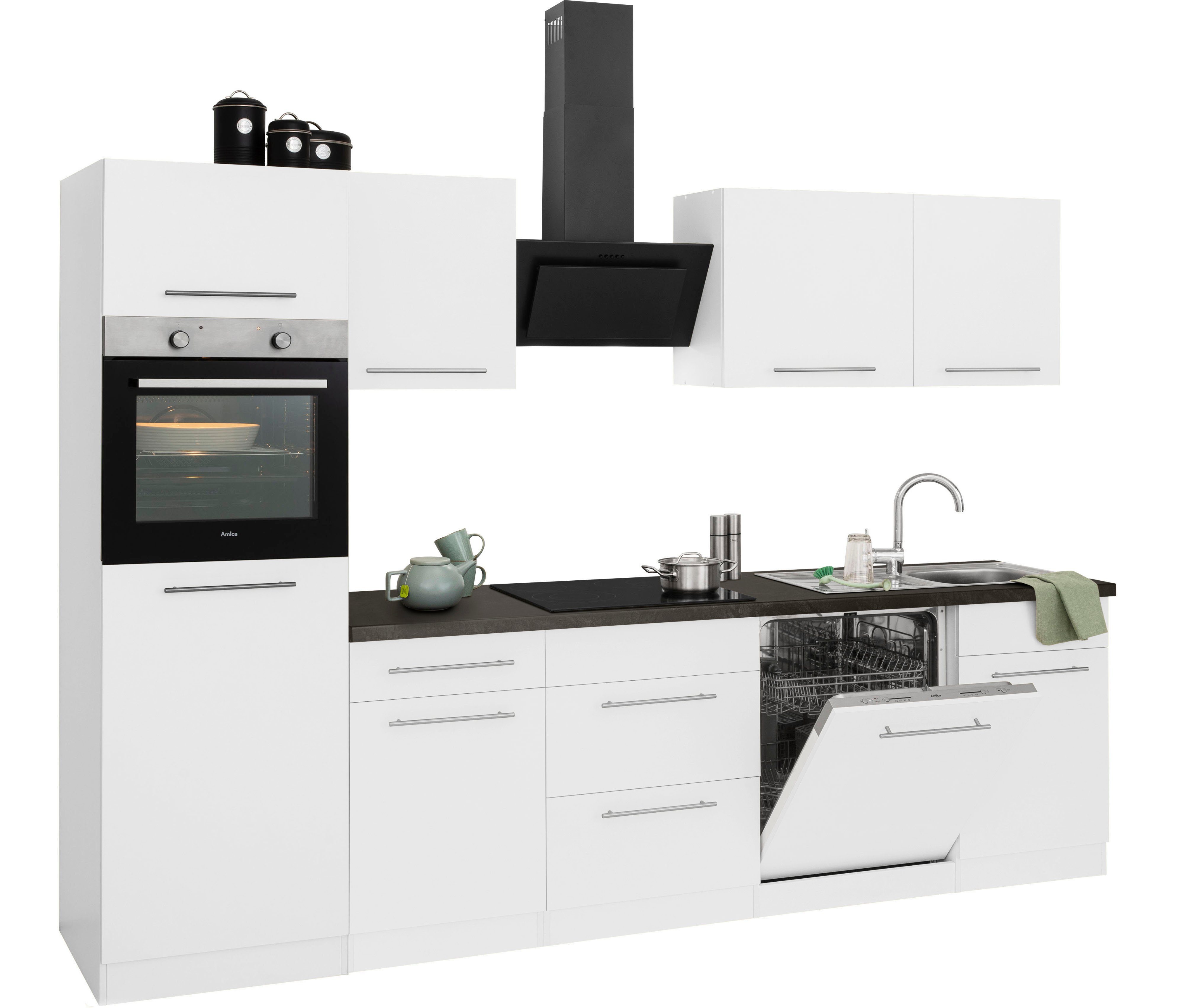 wiho Küchen Küchenzeile Unna, mit E-Geräten, Breite 280 cm