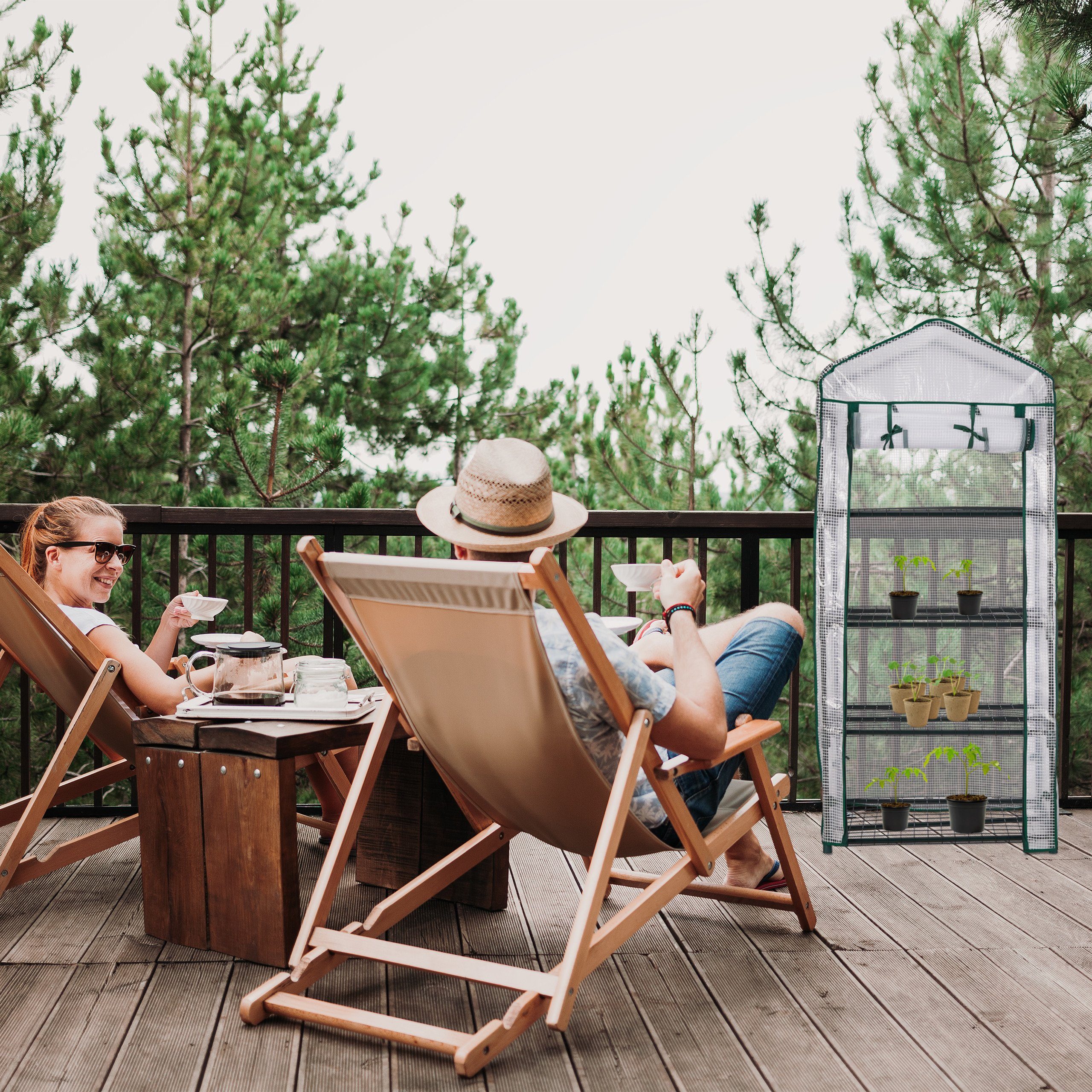 relaxdays Foliengewächshaus Gewächshaus 4 Etagen