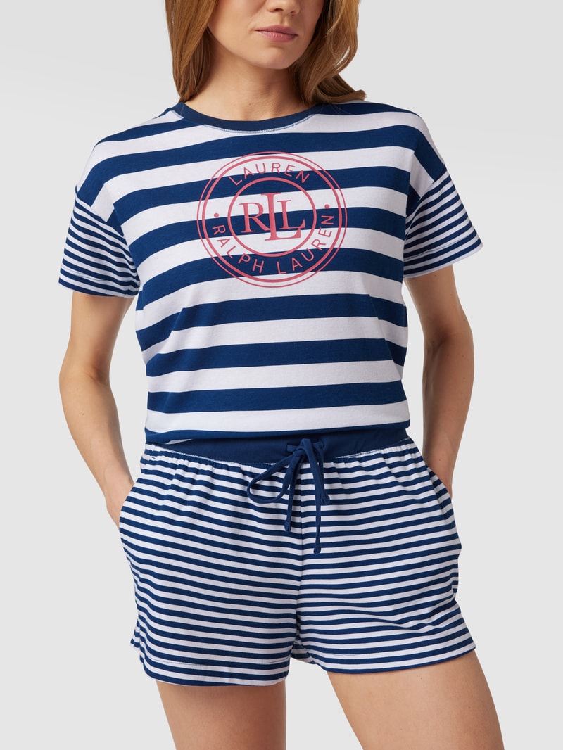 Pyjama mit Streifenmuster in marineblau