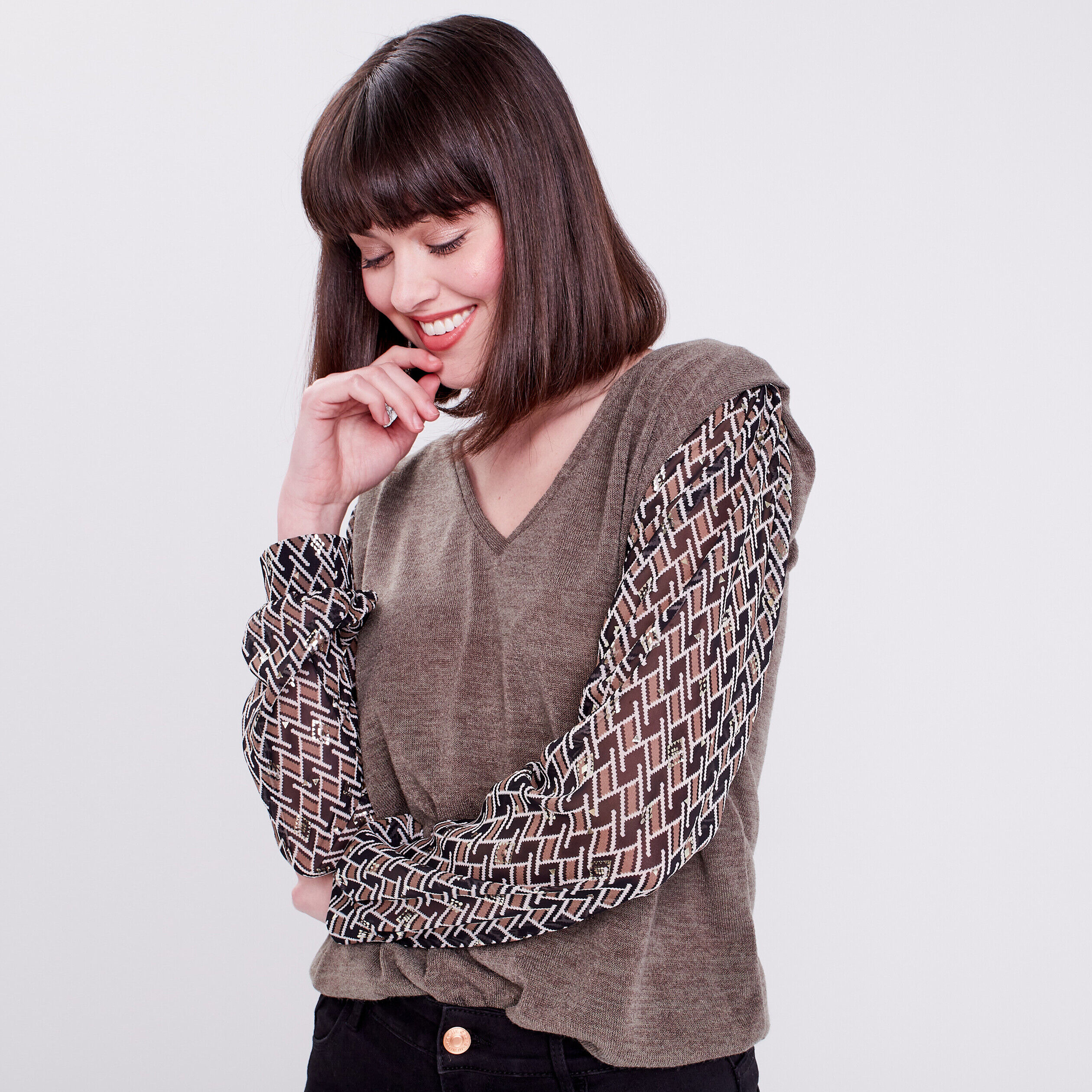 T-shirt manches longues beige femme | Cache Cache