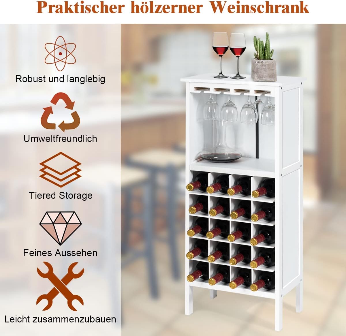 Costway COSTWAY Weinschrank für 20 Flaschen
