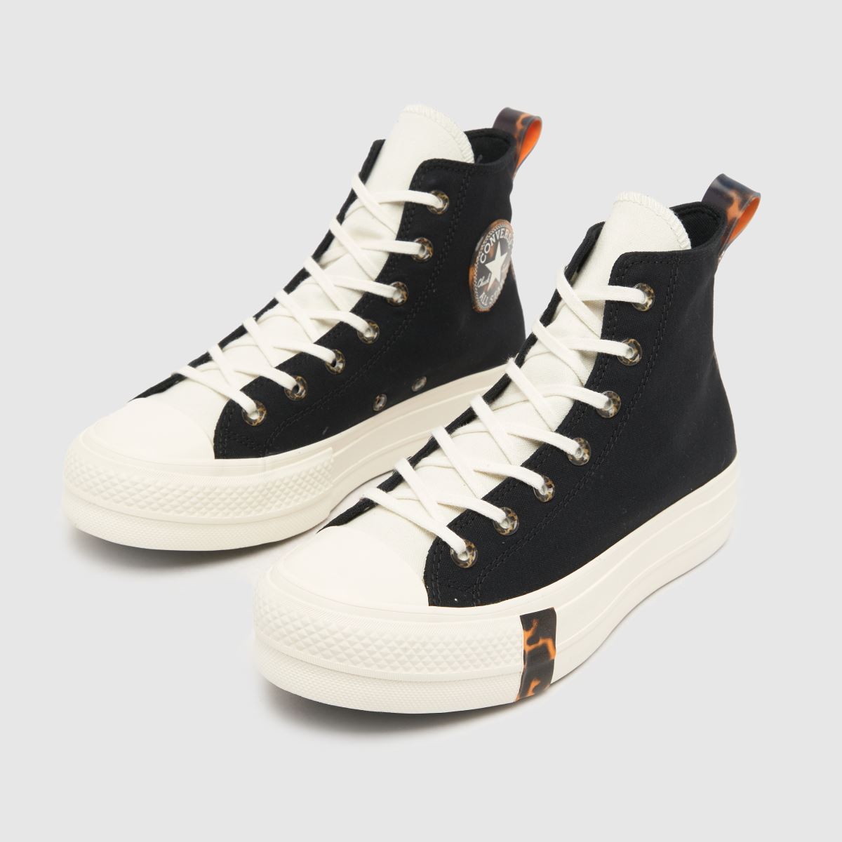Converse – All Star – Lift – Svarta och bruna höga sneakers