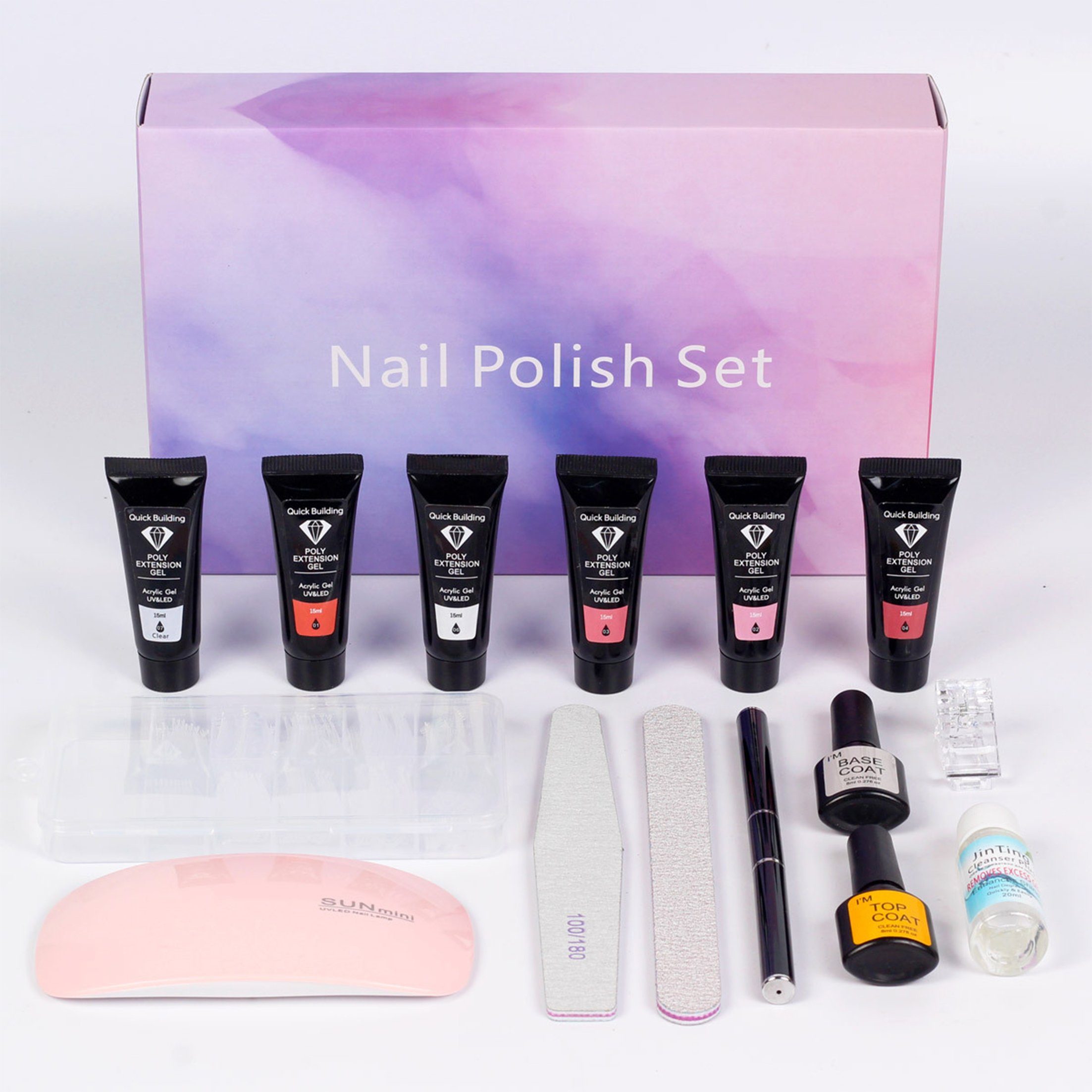 Scheiffy Gel-Nagellack Nagelverlängerung Gel,Nail Art Set,6 Farben Lampe zum Backen,15ml