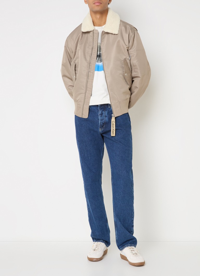 Giacca da aviatore Calvin Klein con tasche a patta e colletto in peluche.