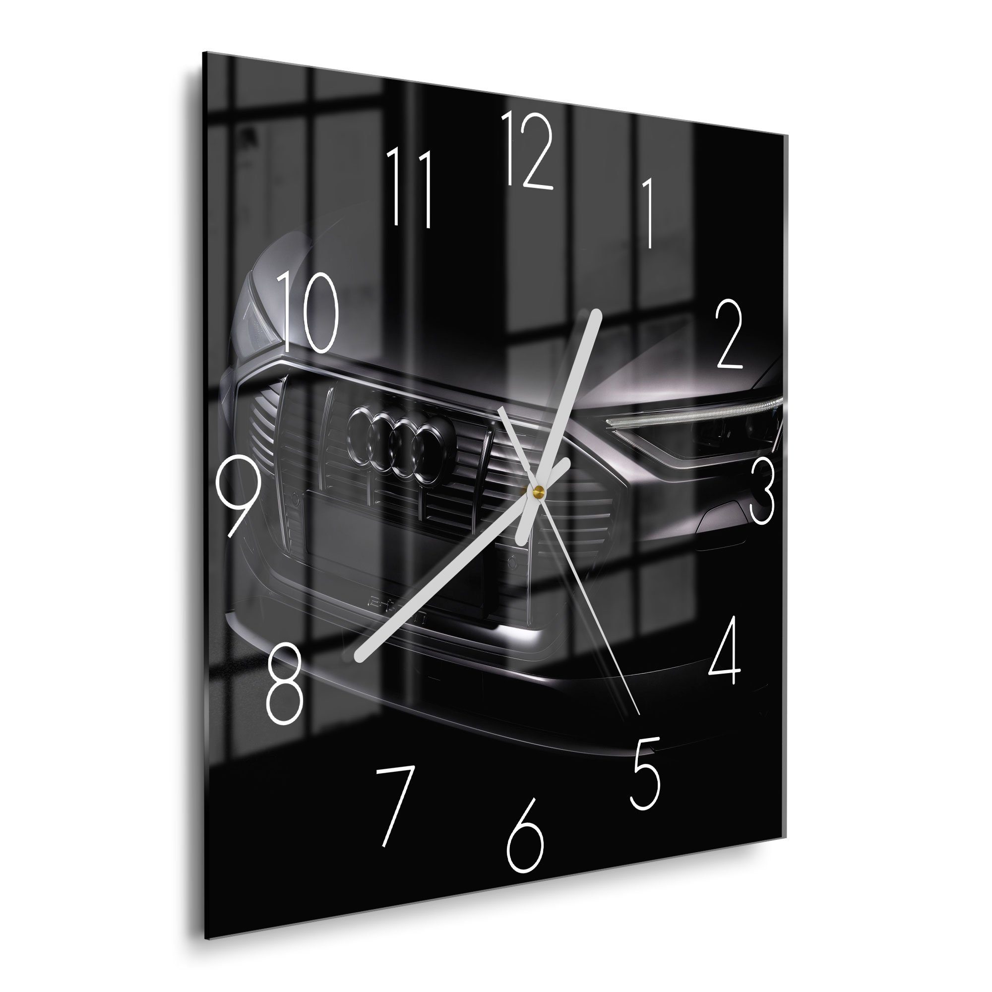 DEQORI Wanduhr 'Audi Frontalaufnahme' (Glas Glasuhr modern Wand Uhr Design Küchenuhr)