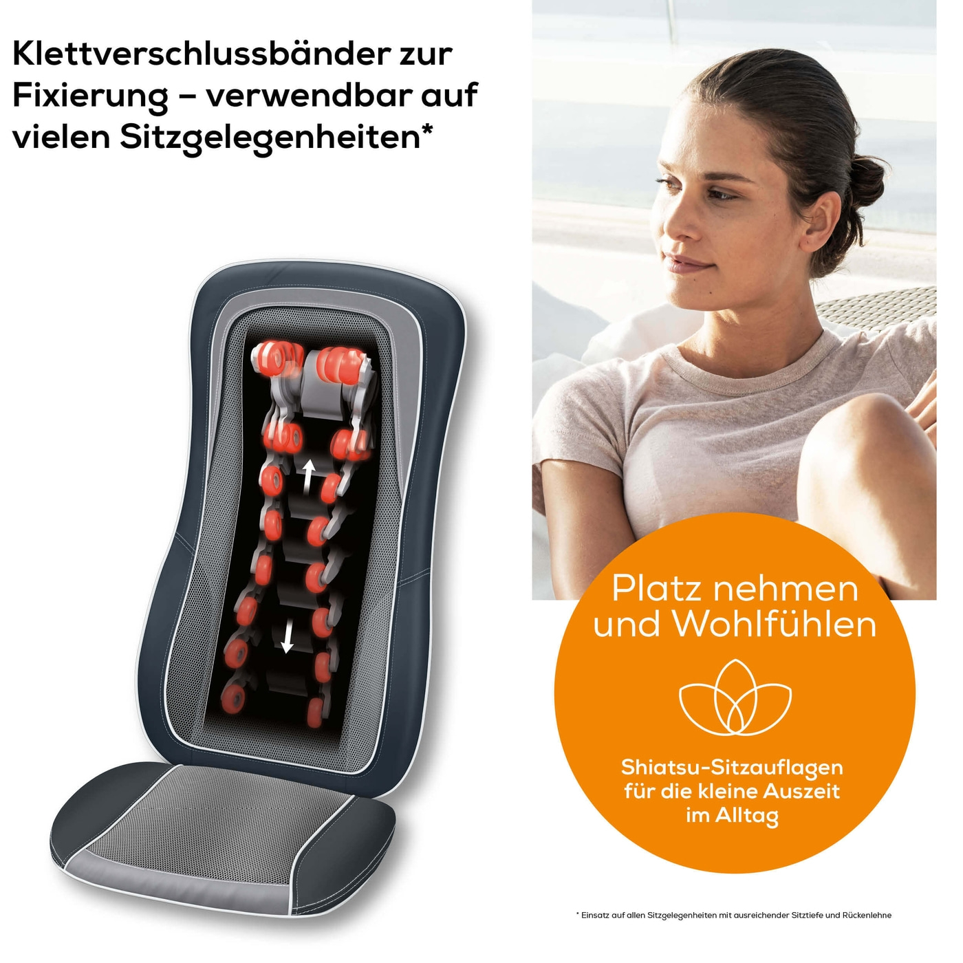 Beurer MG 315 Shiatsu Sitzauflage-Massagesitzauflage für tiefenwirksame Shiatsu, Rolling und Swing Massage