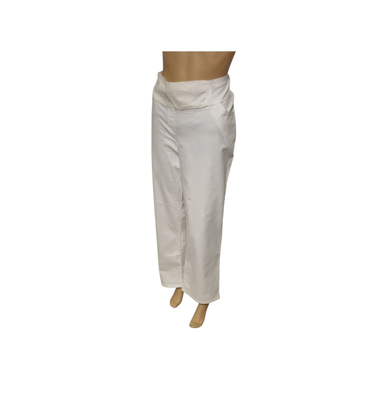 christoff Stretch-Umstandshose ORA-22082 weiß Nabelhöhe, legere Hosenform