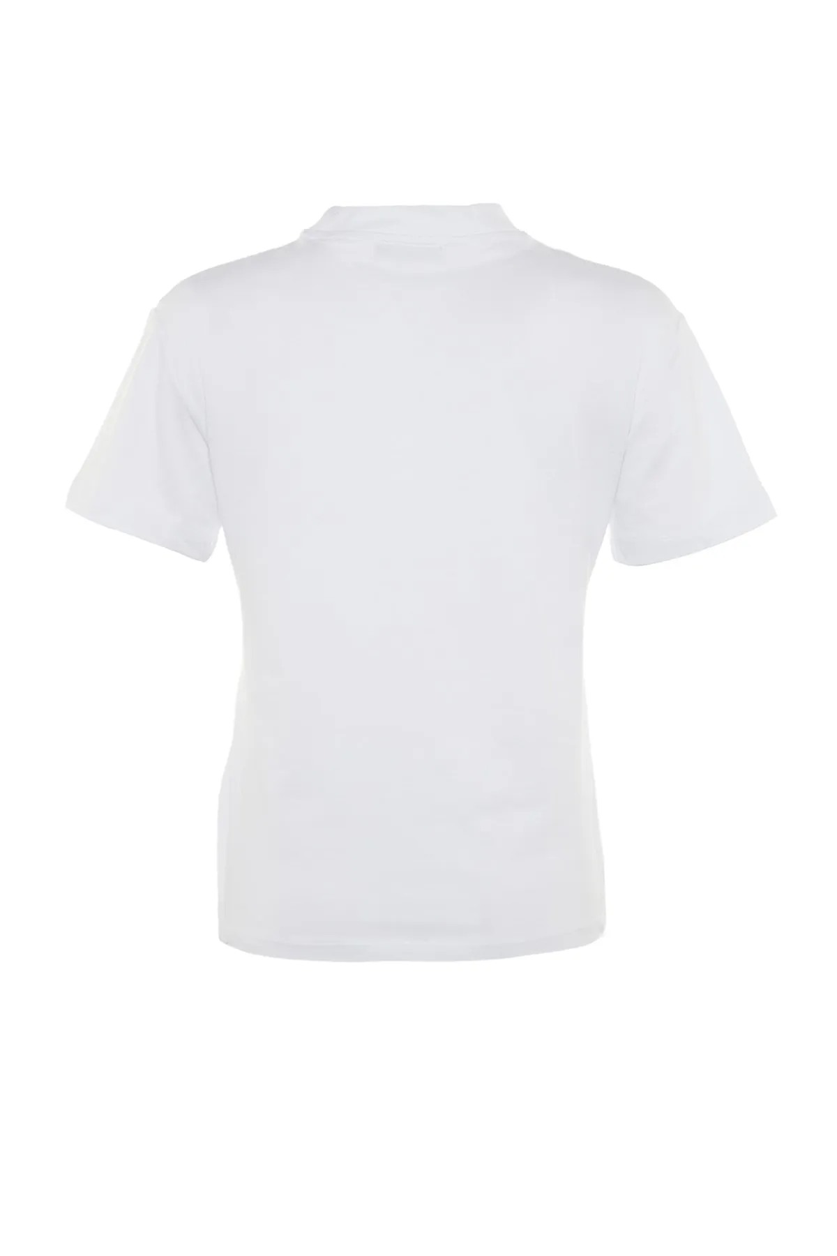 Trendyol Collection  Weißes Basic-Strick-T-Shirt aus 100 % Baumwolle mit Stehkragen TWOAW20TS0096