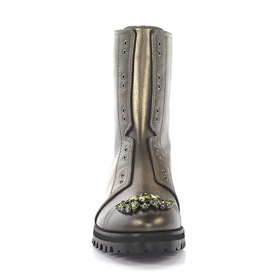 Jimmy Choo - Stiefeletten COMBAT Kalbsleder Kristallverzierung grün - grün