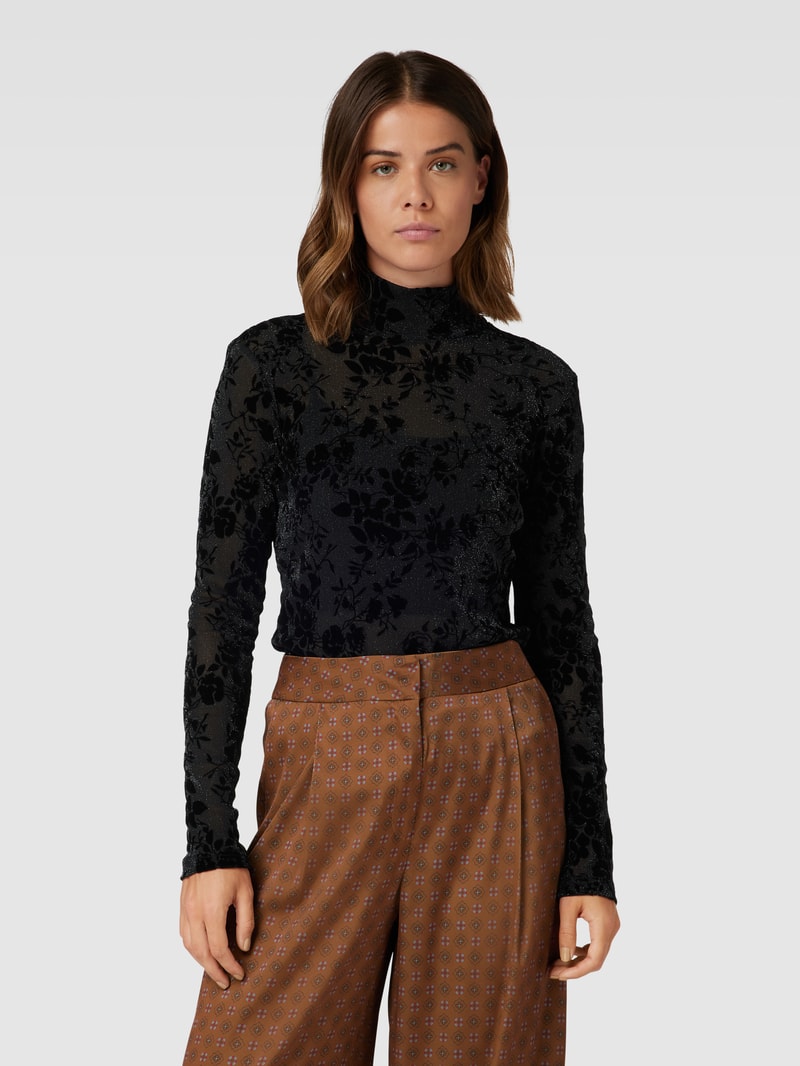 Longsleeve mit Effektgarn in schwarz