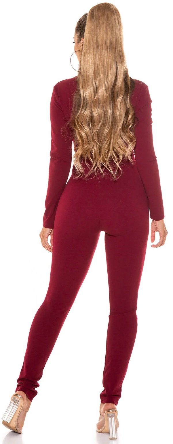 Koucla Jumpsuit eleganter Langarm-Overall mit V-Ausschnitt
