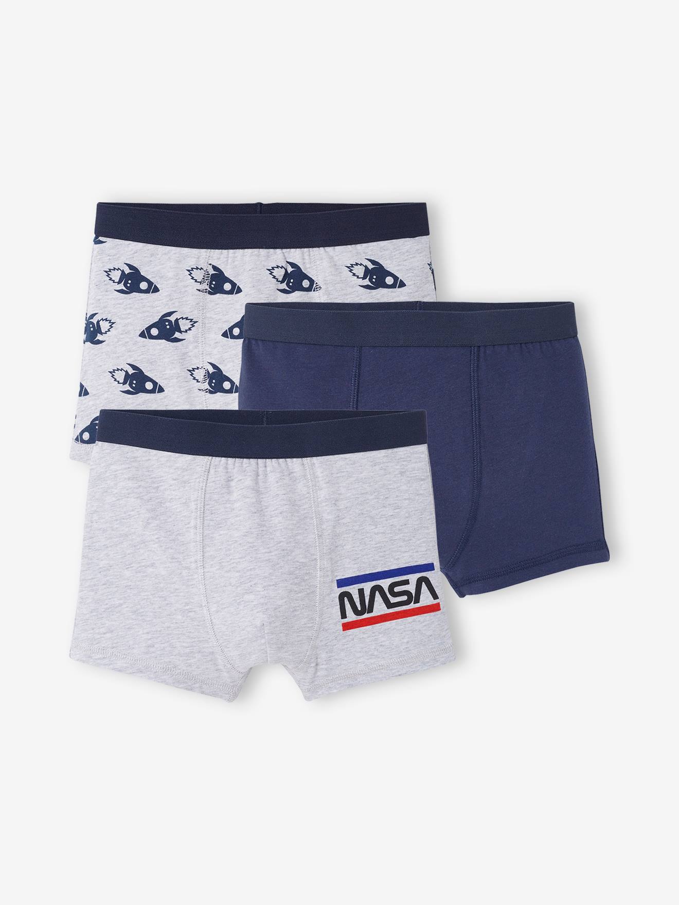 Lot de 3 boxers NASA® bleu marine, gris chiné