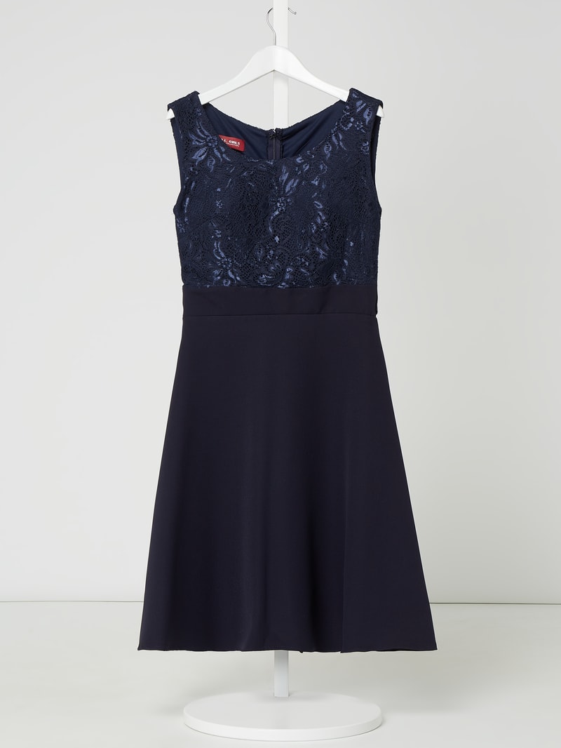 Kleid mit Spitze in marineblau