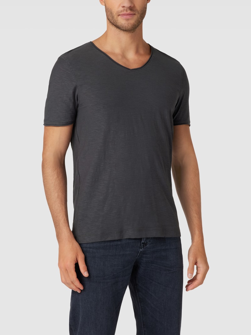 T-Shirt mit V-Ausschnitt in dunkelgrau