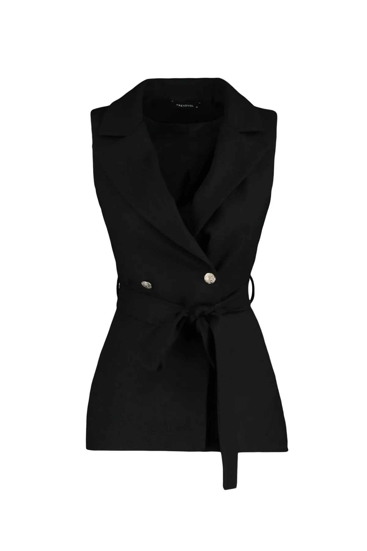 Trendyol Collection  Schwarze gewebte Weste mit normalem Gürtel TWOAW23YE00021