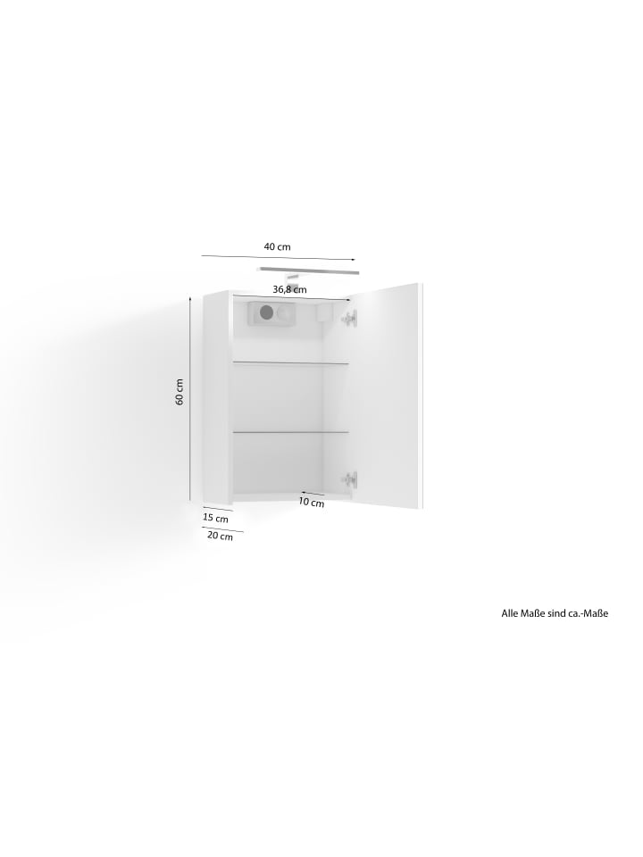 byLiving Spiegelschrank SPREE in weiß - (B) 40 x (H) 60 x (T) 20 cm günstig kaufen onesize