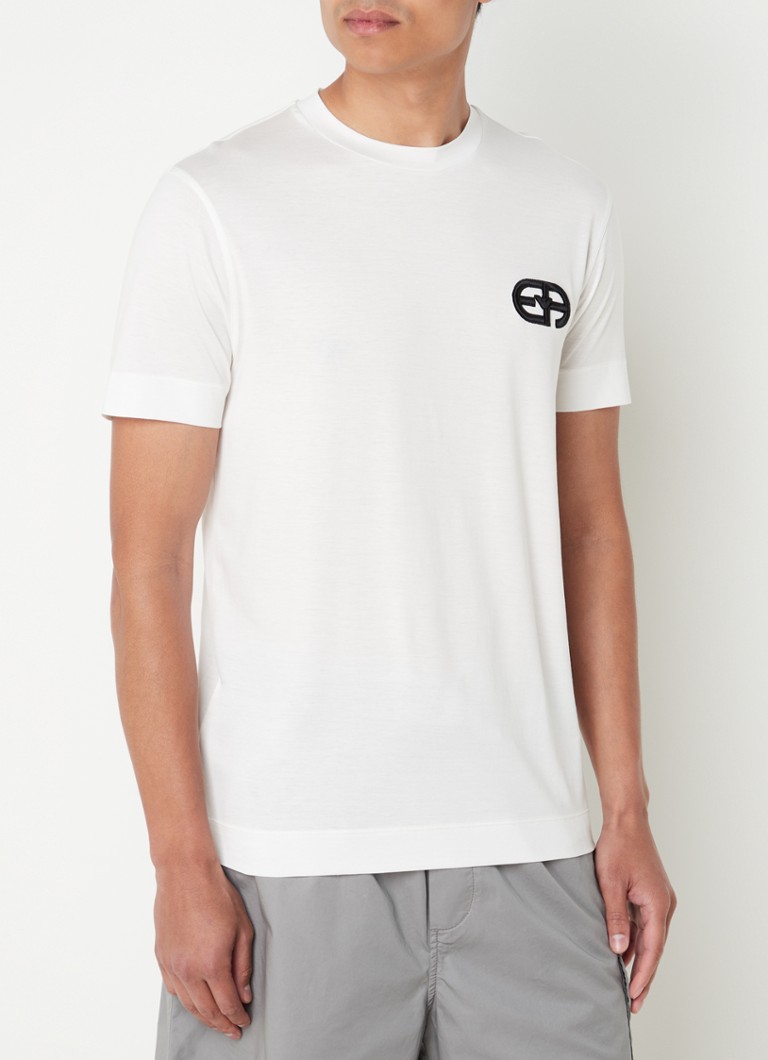 Tricou Emporio Armani din amestec de lyocell cu logo brodat