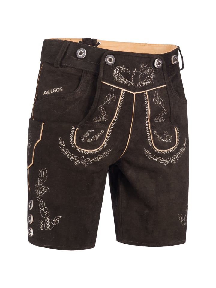 PAULGOS Lederhose Kurz Echtleder HK1 in Dunkelbraun günstig kaufen