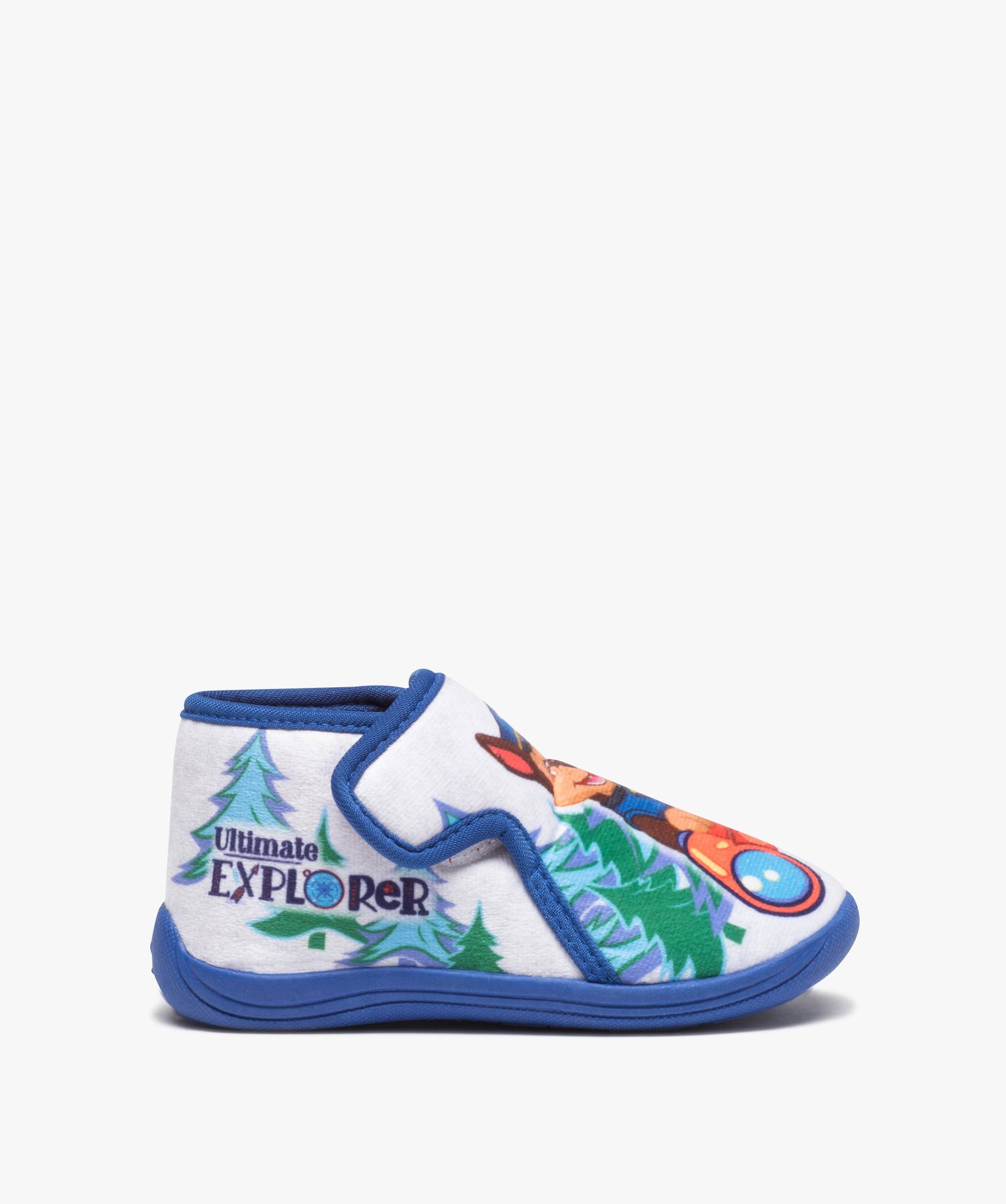 Chaussons Garçon bottillons à scratch en velours ras - Pat... gris | GEMO