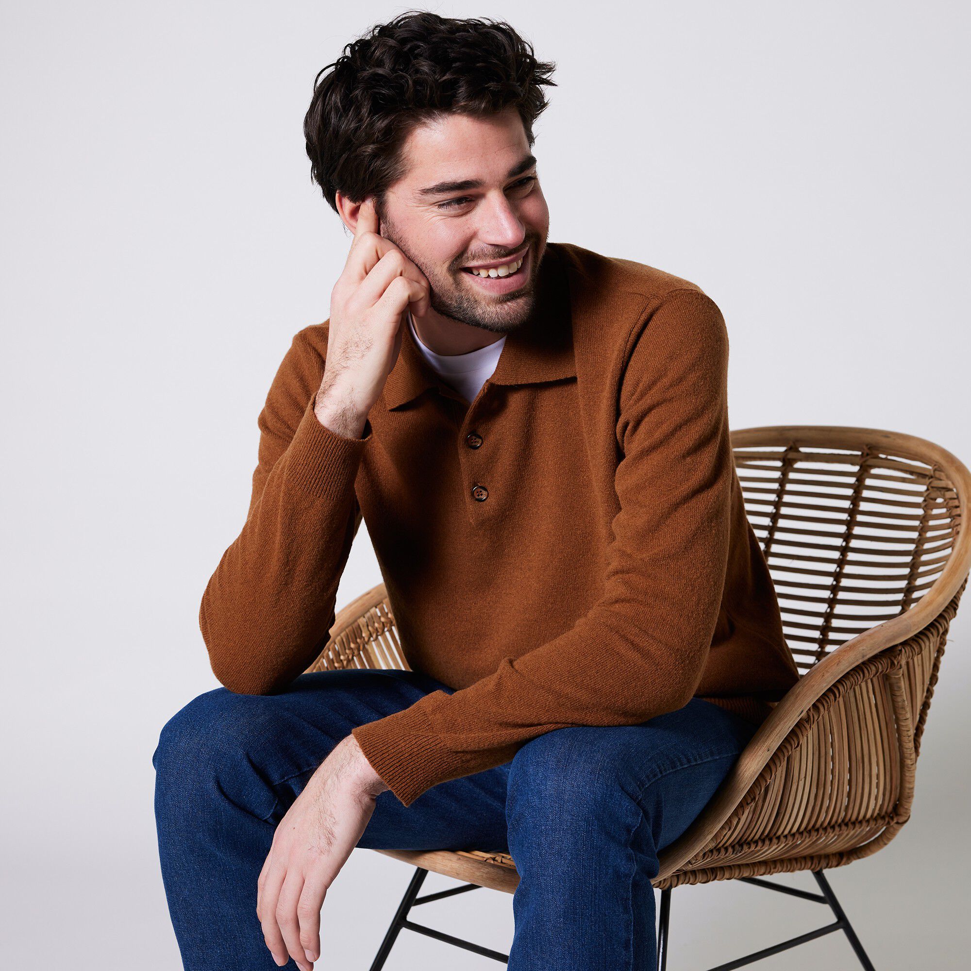 Pull col polo boutonné 80% laine