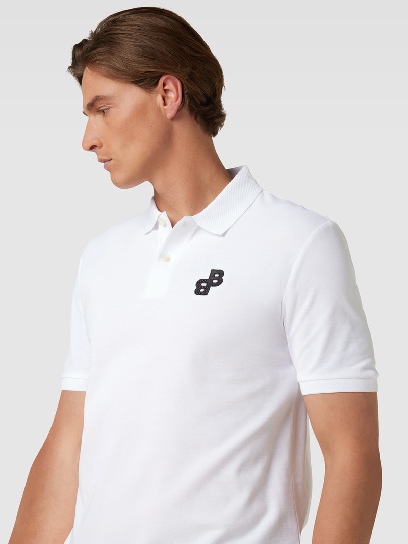 Poloshirt mit Label-Stitching Modell 'Parlay' in weiß