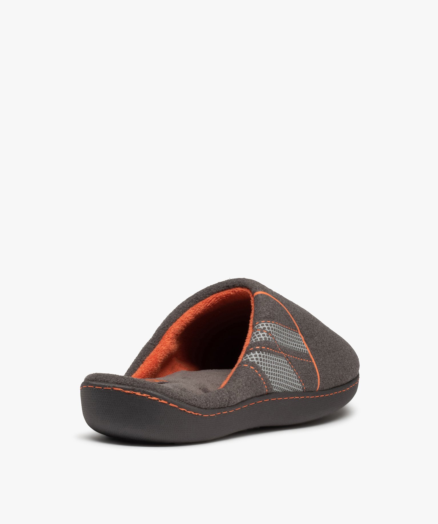 Chaussons homme mules en feutrine détails fluo - Isotoner gris | GEMO