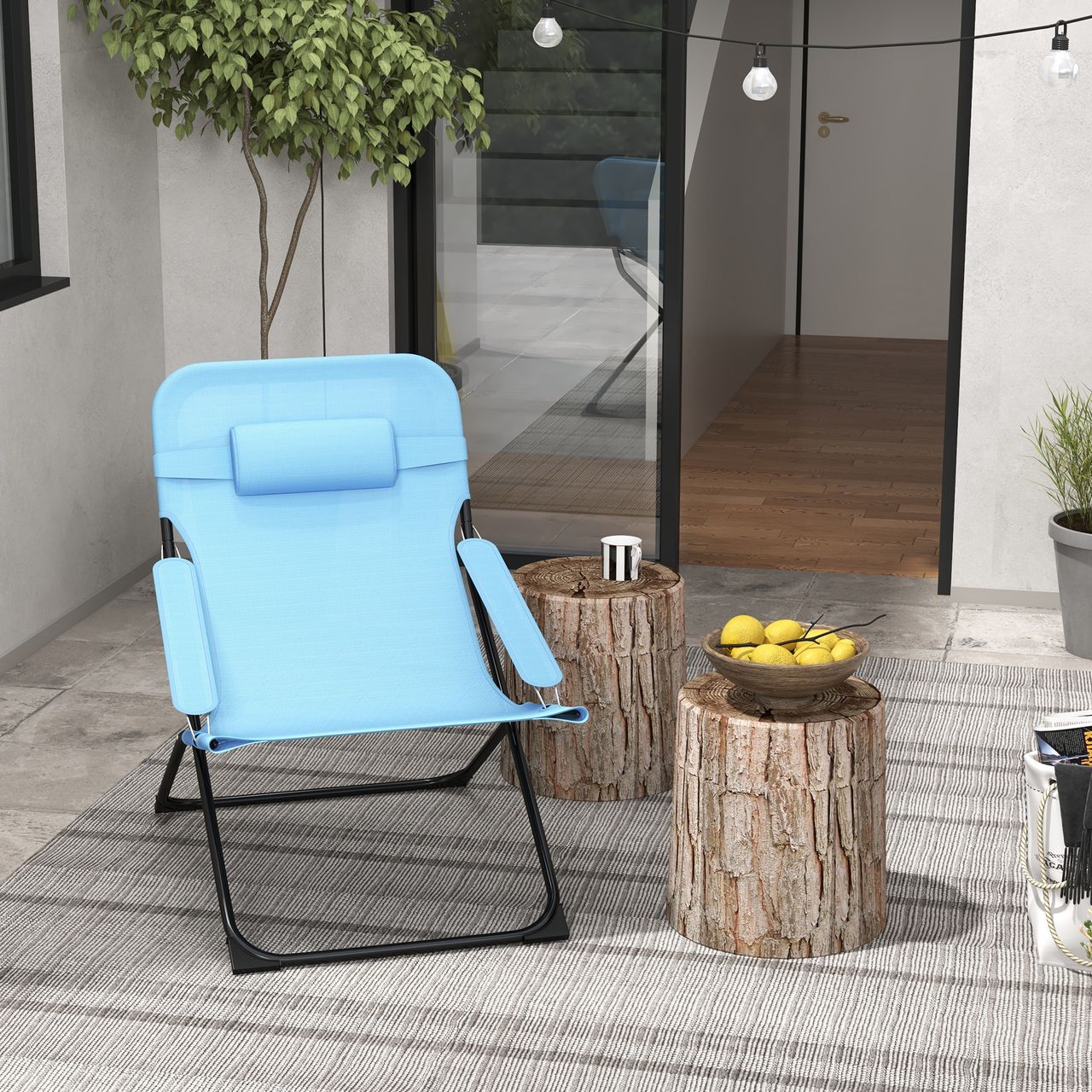 Outsunny Klappstuhl klappbarer Gartenstuhl mit verstellbarer Rückenlehne