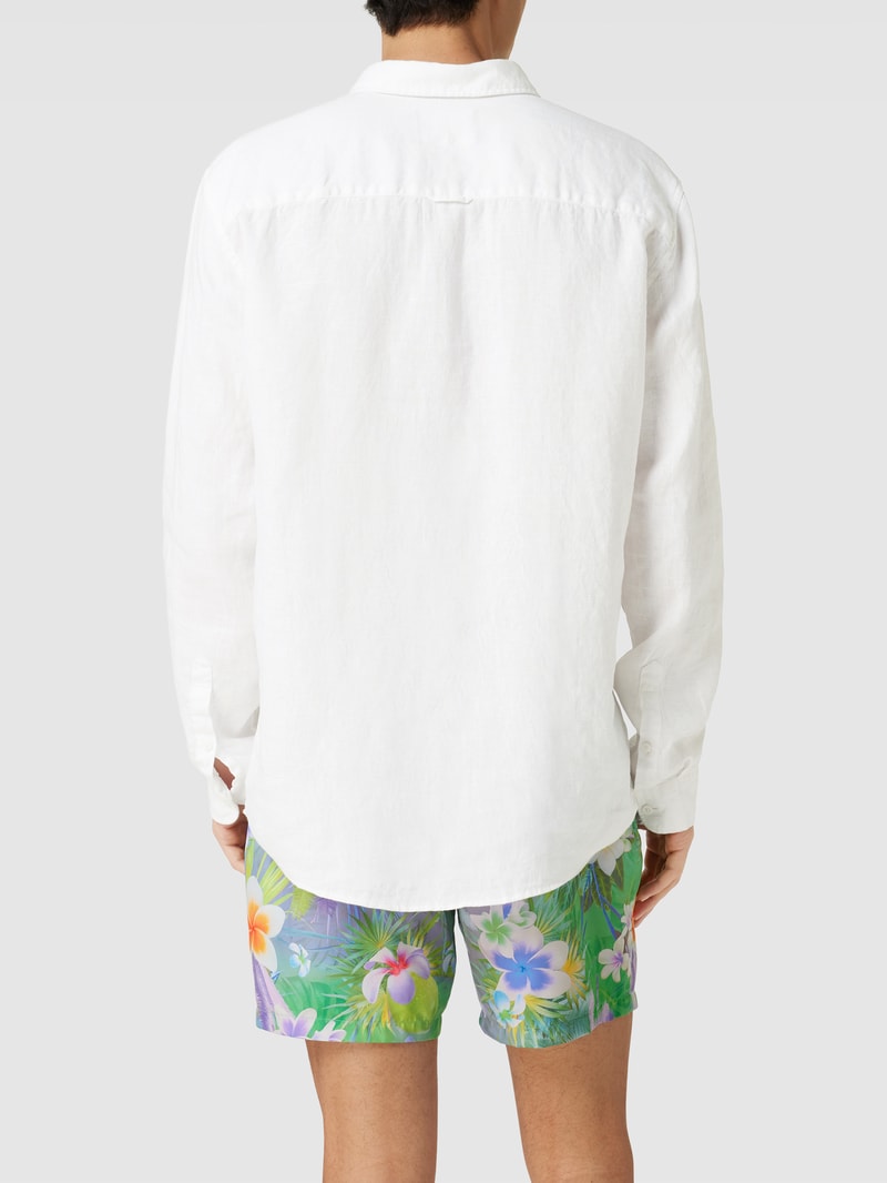 Freizeithemd mit Label-Stitching in weiß