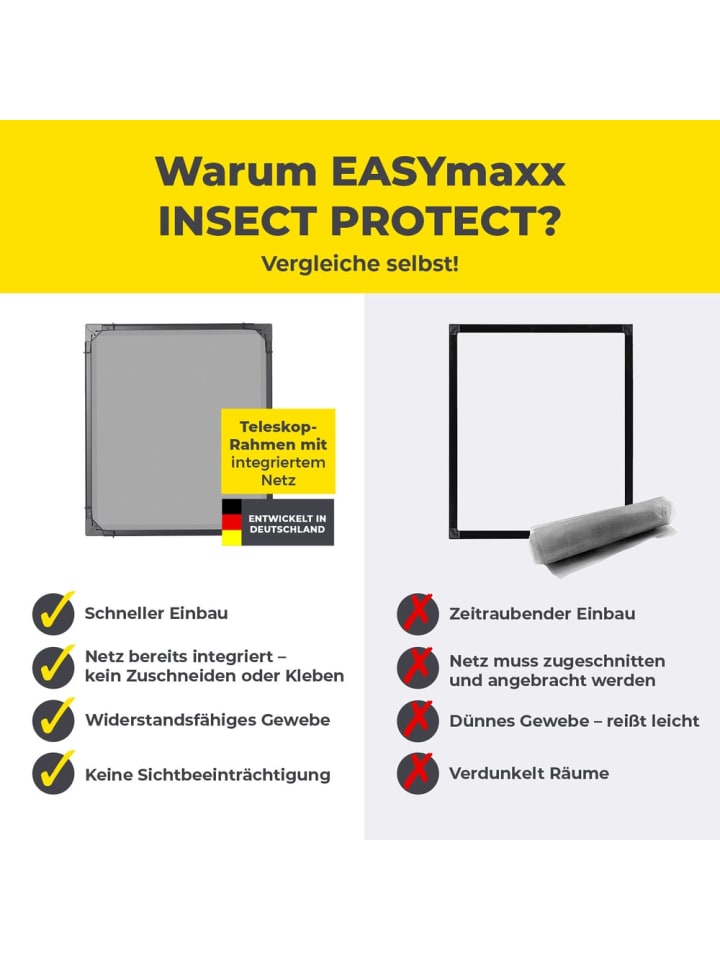 EASYmaxx EASYmaxx Insect Protect  Teleskop-Insektenschutzgitter mit Netz - anthrazit günstig kaufen onesize