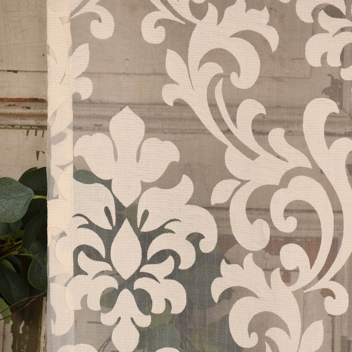 Meterware Rasch Textil Stores Ausbrenner Dali Ornamente beige 280cm, halbtransparent, Viskose, überbreit