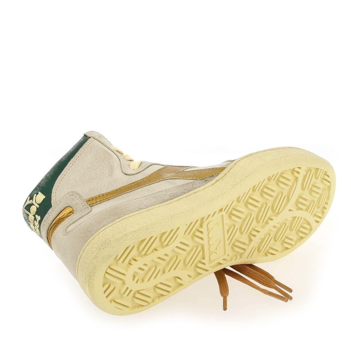 Diadora heritage  MI BASKET METAL OYSTER - Blanc cassé Doré