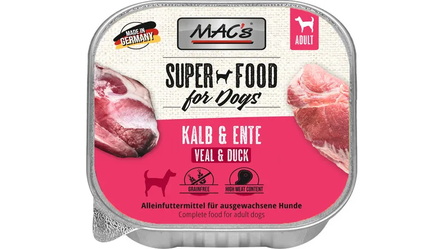 MAC's DOG Hundenassfutter Kalb & Ente 150 g