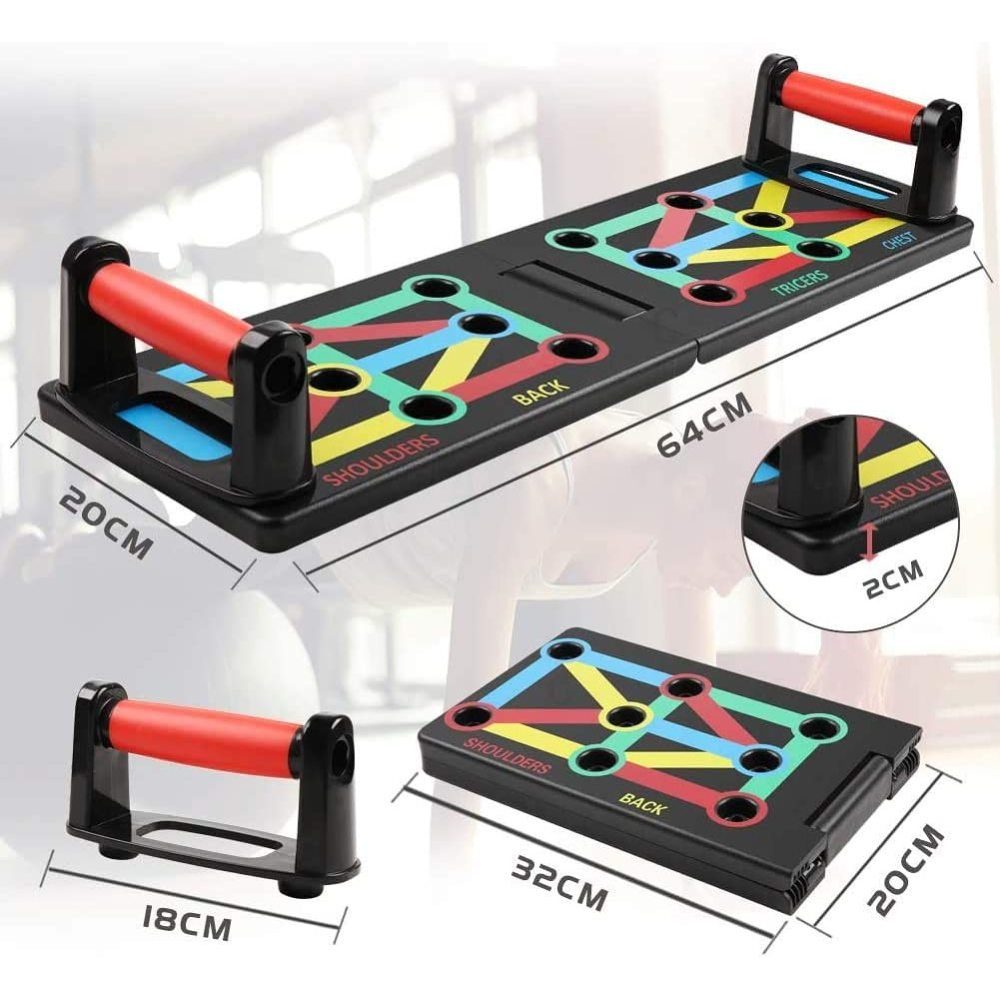 GelldG Multitrainer 12 in 1 Faltbare Push Up Rack Board mit Handgriff