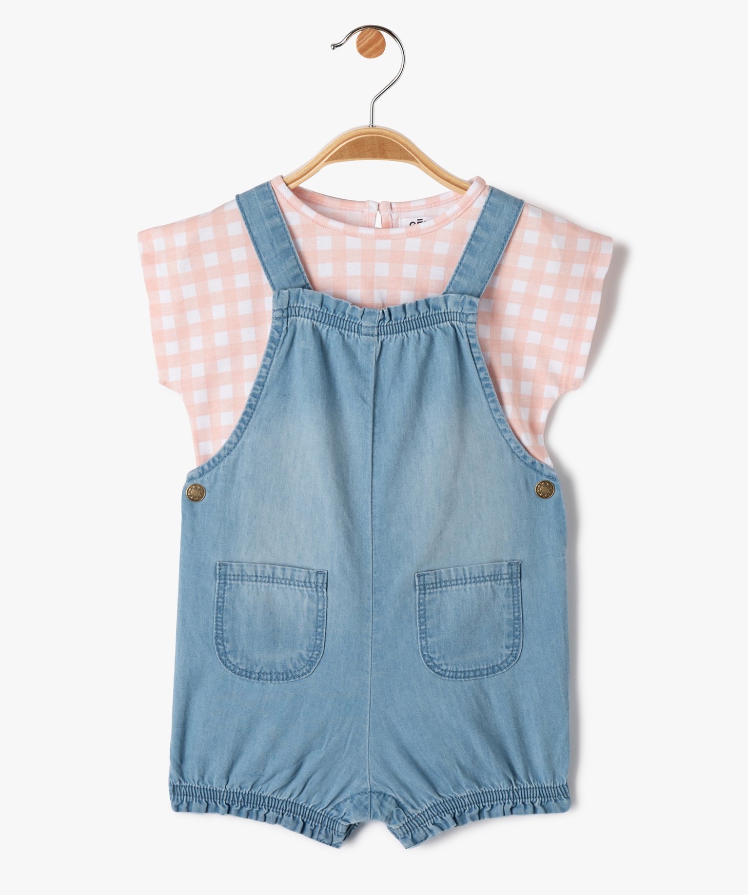 Ensemble bébé fille 2 pièces : salopette courte + tee-shi... denim | GEMO