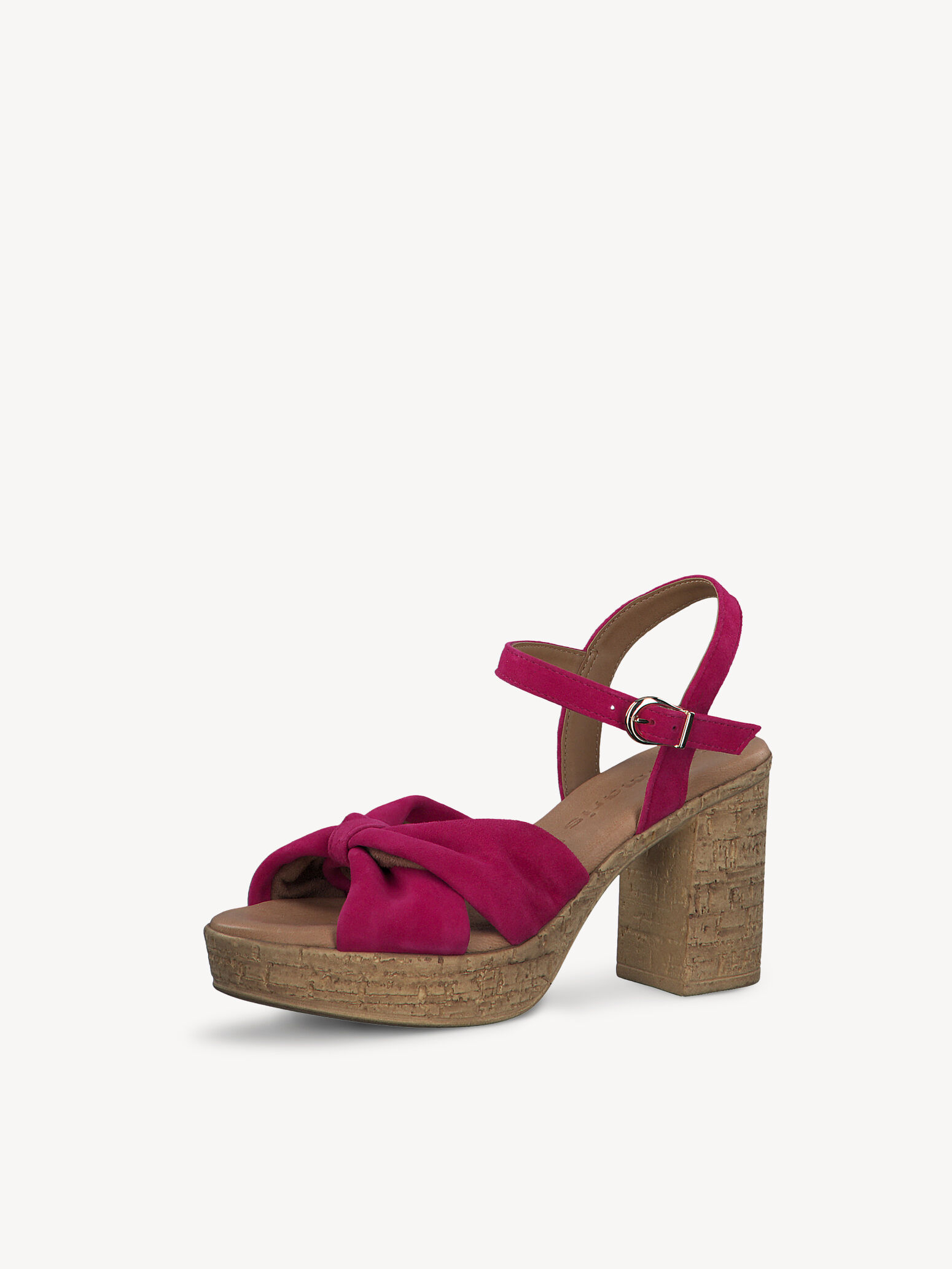 Sandale à talon en cuir - rose fuchsia