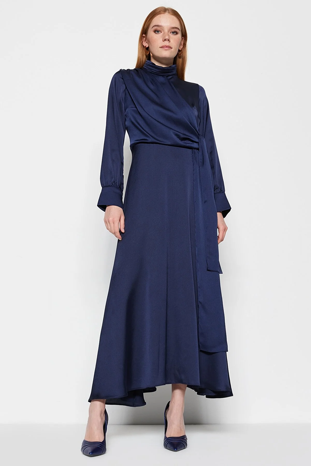Trendyol Modest  Marineblaues gerades Hijab-Abendkleid TCTSS23DB00020