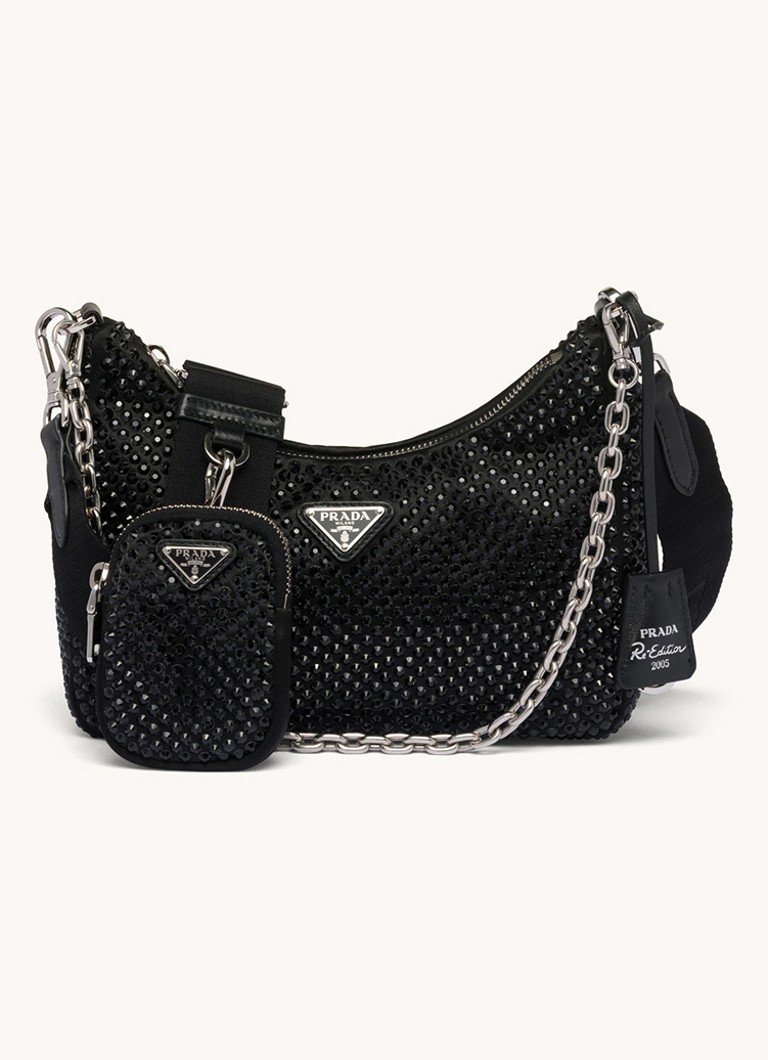 Prada Re-Edition 2005 olkalaukku strassikivillä