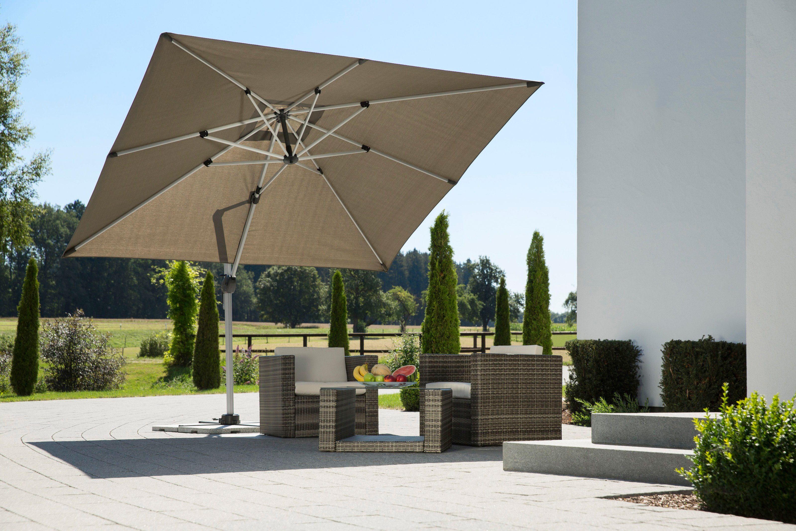 Schneider Schirme Ampelschirm Monaco, LxB: 300x300 cm, mit Schutzhülle und Schirmständer, ohne Wegeplatten