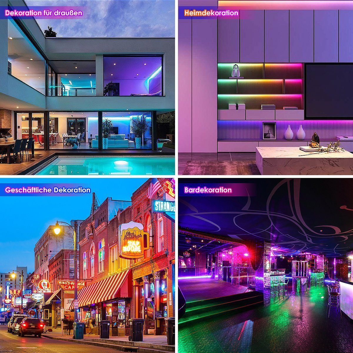 oyajia LED-Streifen Neon LED Strip 3m, RGB LED Streifen mit App-Steuerung, DIY-Funktion, LED Lichtband für Wohnzimmer, Wanddeko, mit Alexa und Google Assistant