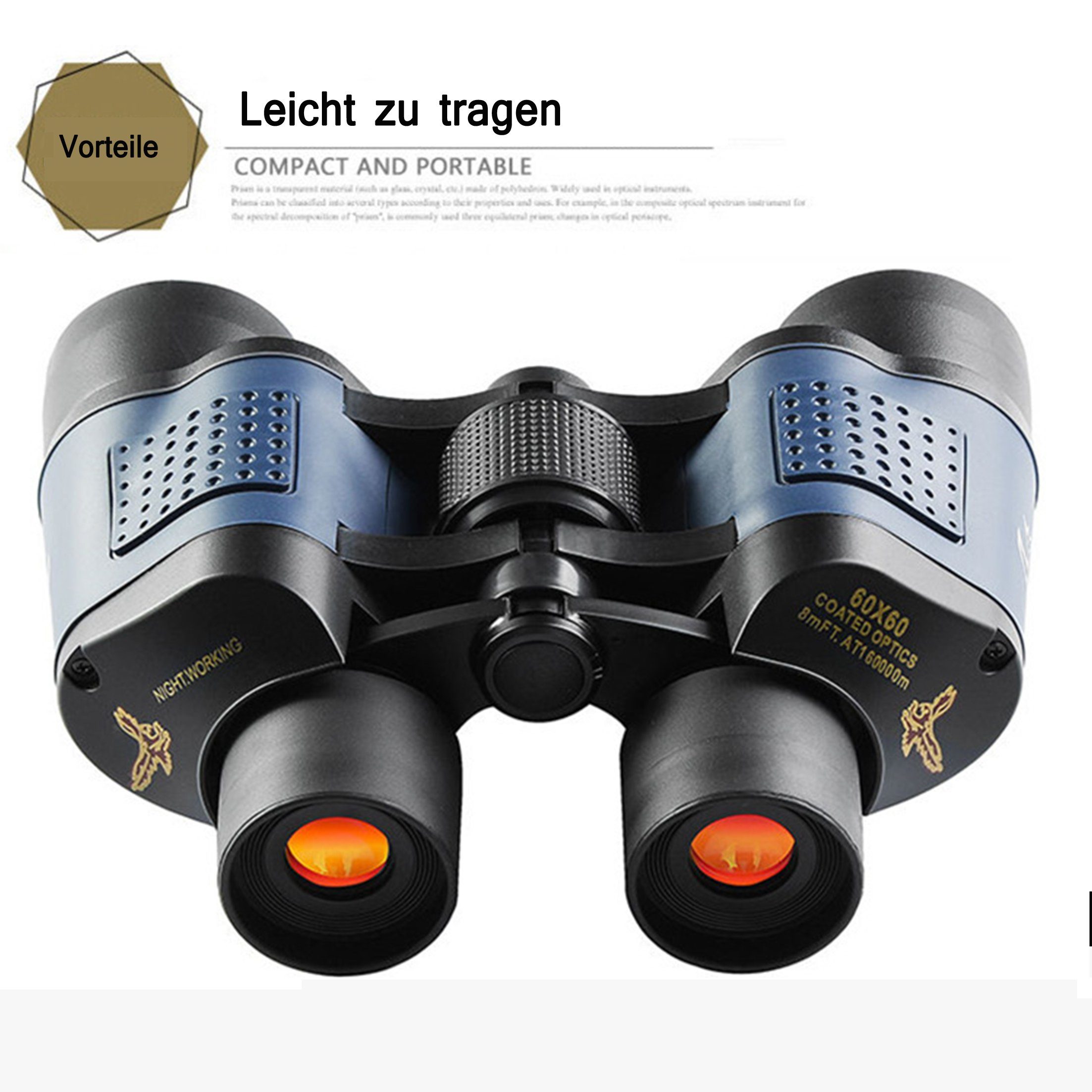 KINSI Ferngläser,Outdoor-Fernglas,HD,Microlite Nachtsicht,rote Folie Binocular (Mit Koordinaten,geeignet für Vogelbeobachtung/Sport/Jagd/Reisen)