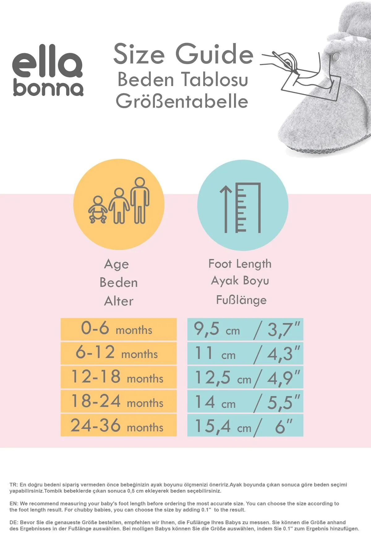 Ella Bonna  Babyschuhe aus Bio-Baumwolle, rutschfeste Sohle, Hausschuhe für Neugeborene aus Baumwolle, Heim- und Kinderzimmerschuhe