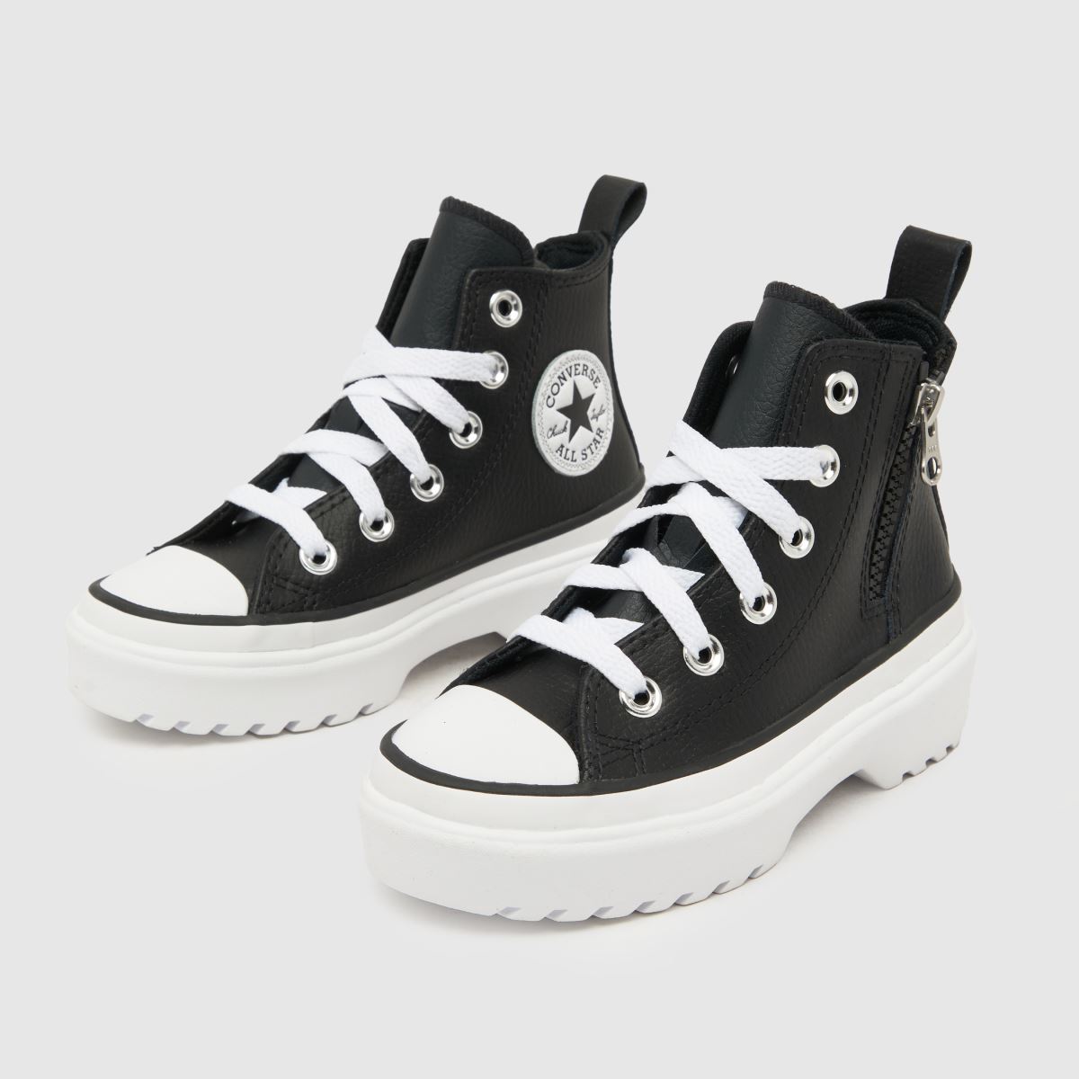 Converse svarta och vita All Star Lugged Lift Hi Junior-sneakers