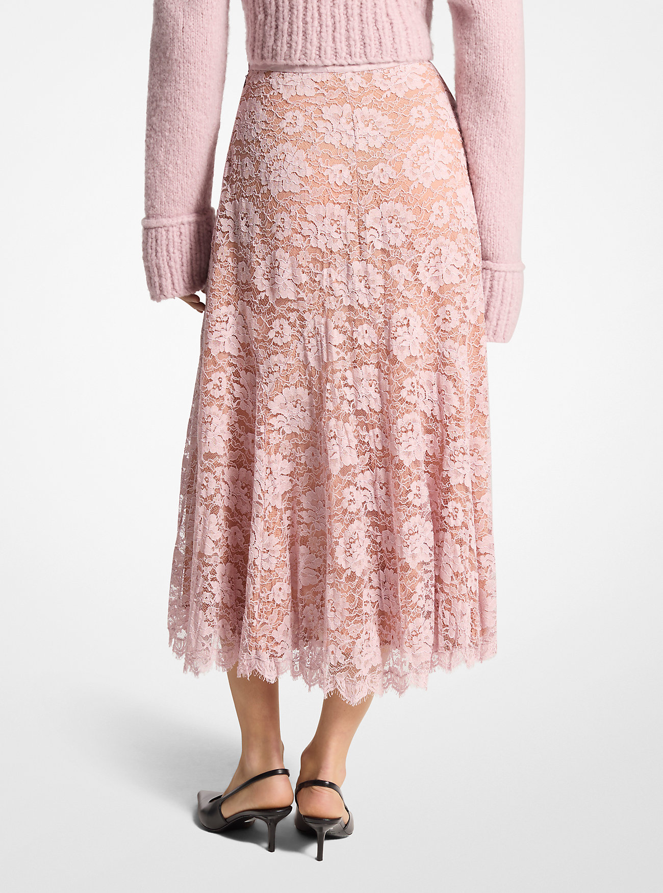 Skjørt med knust blomsterprint og blonder – BLUSH