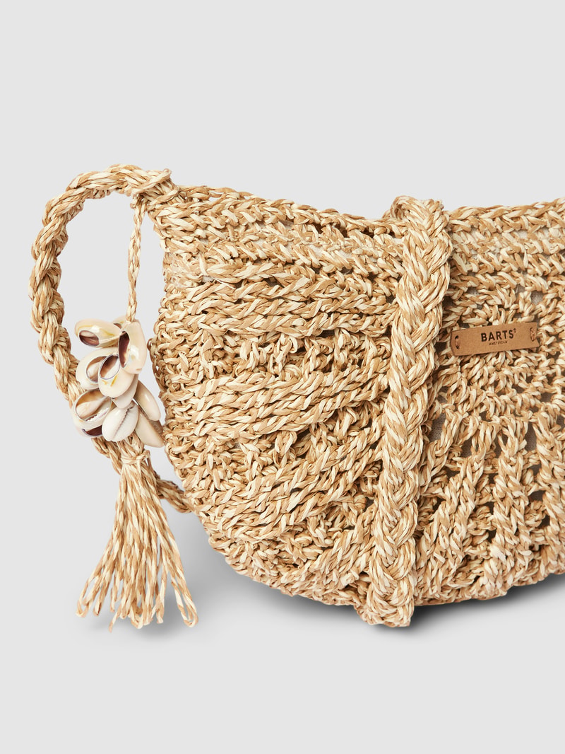 Handtasche mit Label-Detail Modell 'Theros' in sand