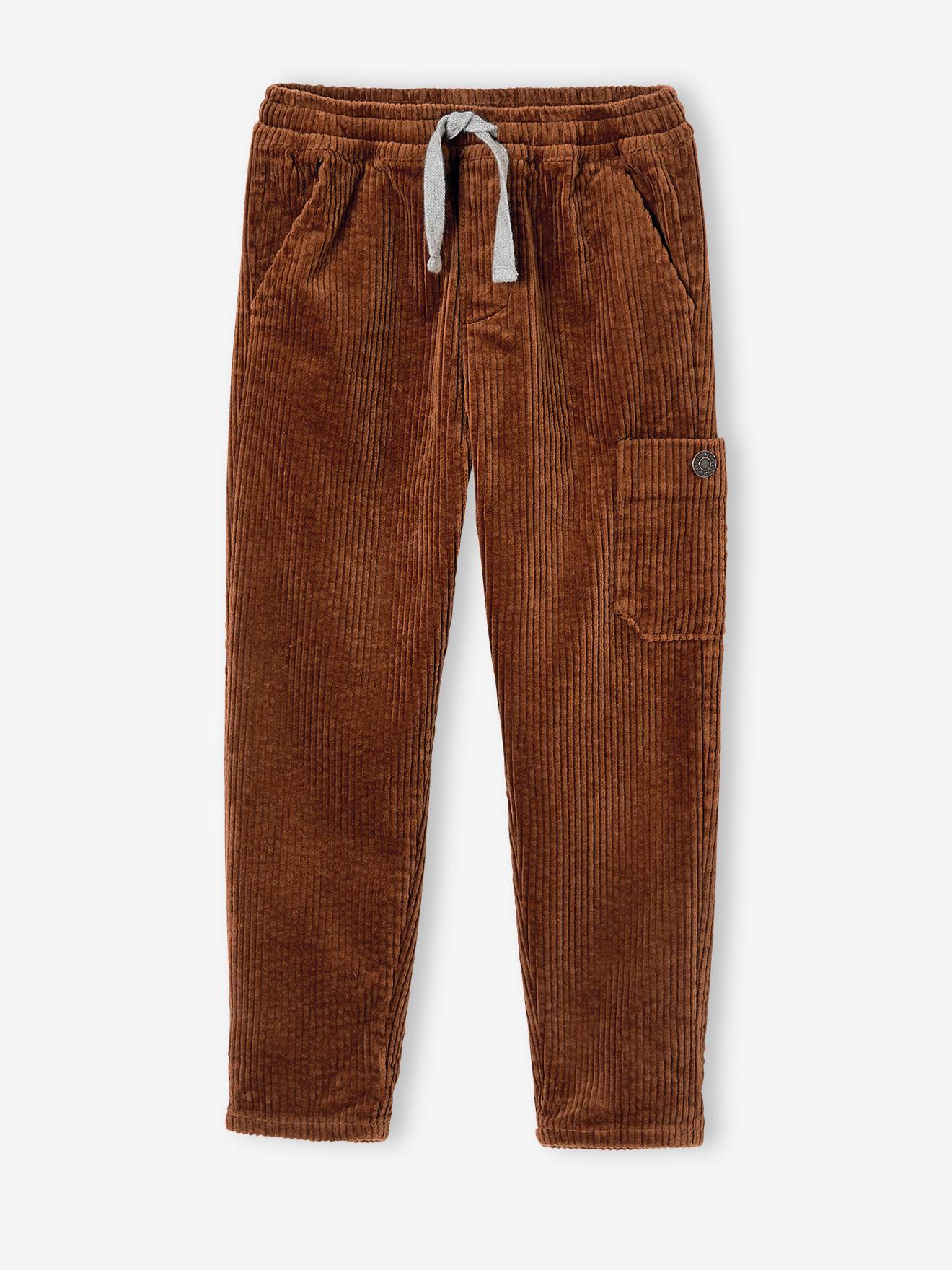 Pantalon velours à enfiler garçon. noisette