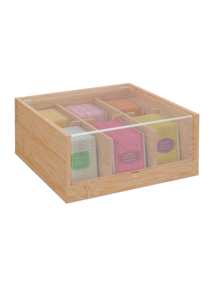 relaxdays Teebox in Natur - (B)22 x (H)9,5 x (T)21,5 cm günstig kaufen onesize