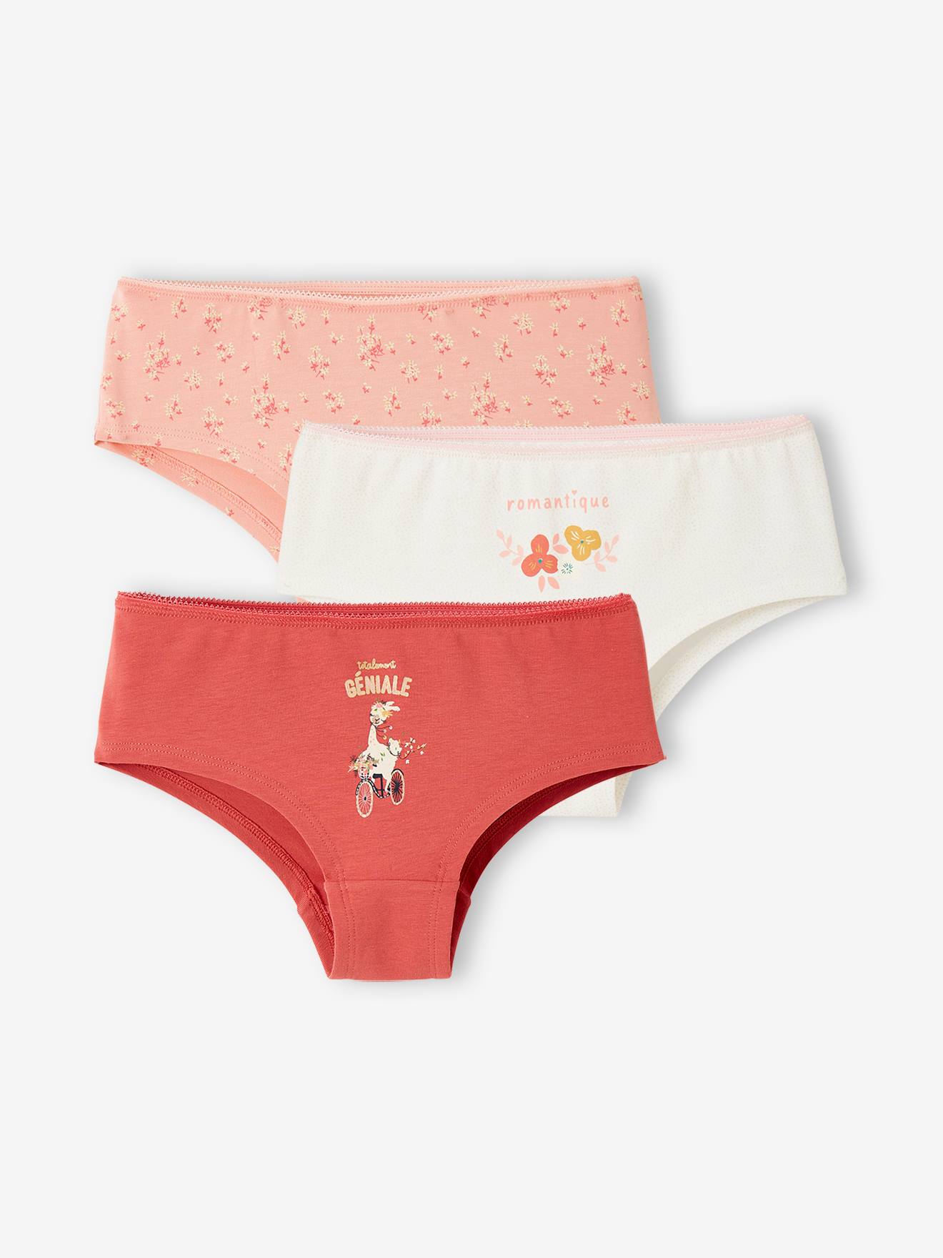 Lot de 3 shorties fleurs et lama fille lot rose