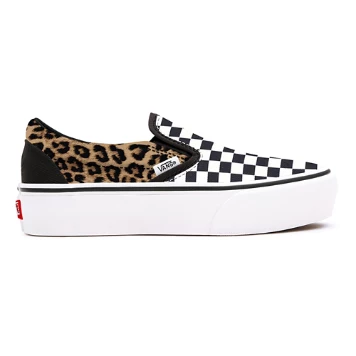 Leopard Checkerboard Slip-On Platform personalizzate