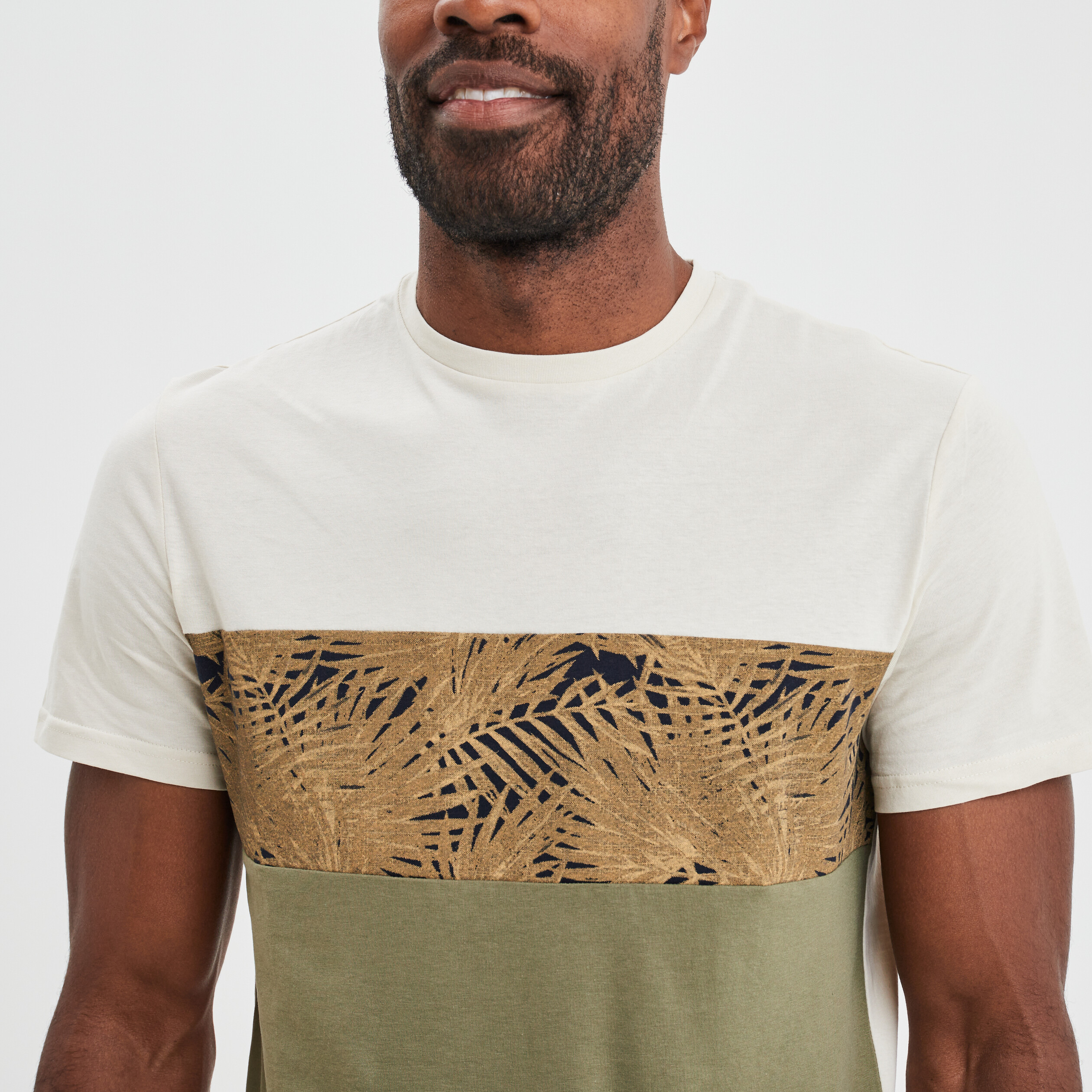 T-shirt manches courtes coton Creeks vert kaki homme | La Halle